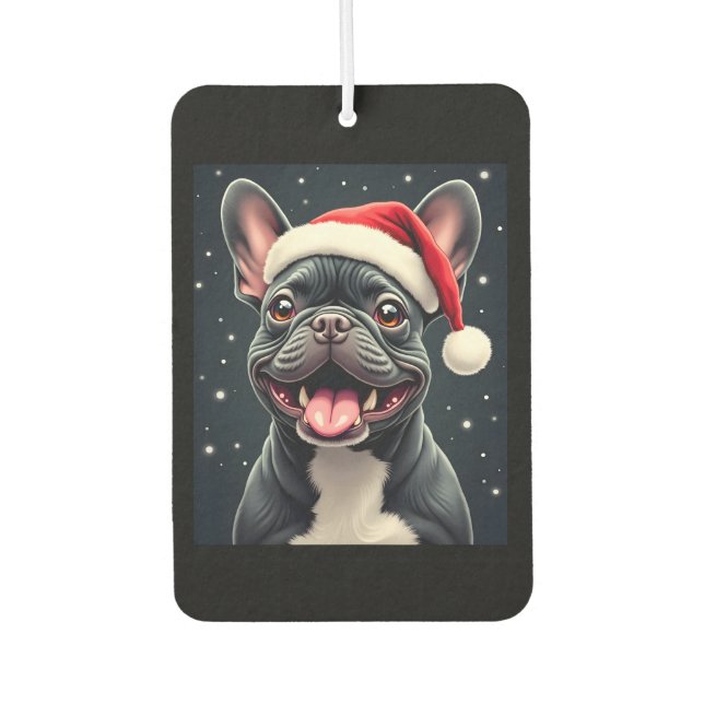 French Bulldog Christmas Long Sleeve T-Shirt Car Air Freshener (Front)