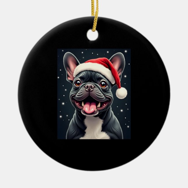 French Bulldog Christmas Long Sleeve T-Shirt Ceramic Tree Decoration (Front)