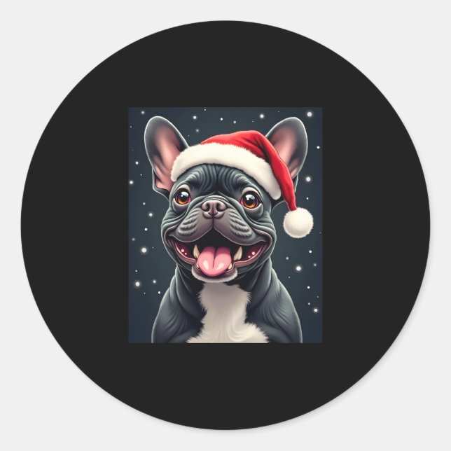 French Bulldog Christmas Long Sleeve T-Shirt Classic Round Sticker (Front)