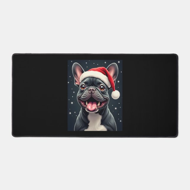 French Bulldog Christmas Long Sleeve T-Shirt Desk Mat (Front)
