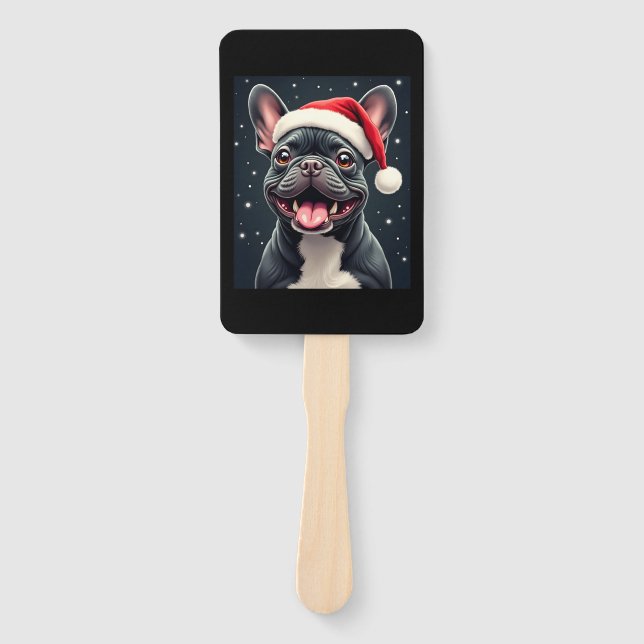 French Bulldog Christmas Long Sleeve T-Shirt Hand Fan (Front)