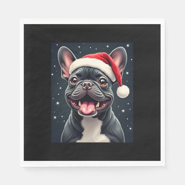 French Bulldog Christmas Long Sleeve T-Shirt Napkin (Front)