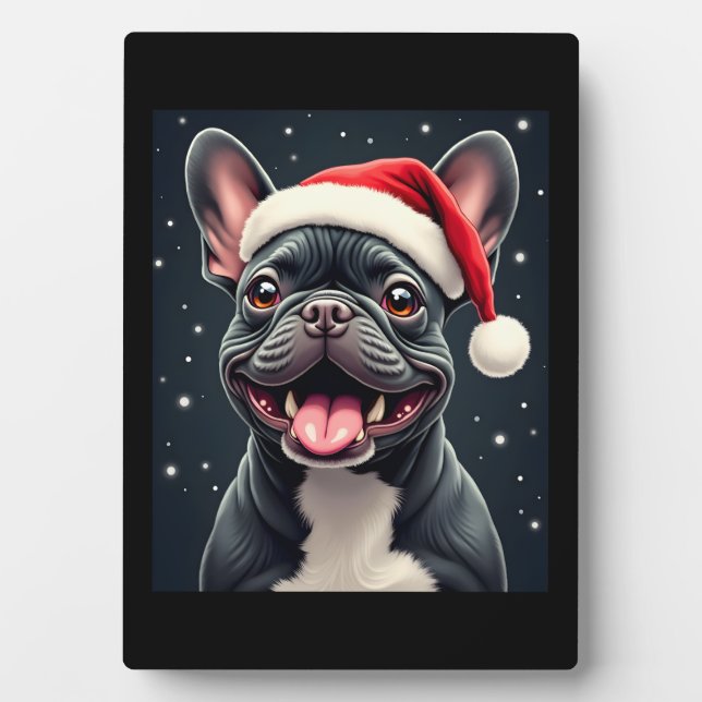 French Bulldog Christmas Long Sleeve T-Shirt Plaque (Front)