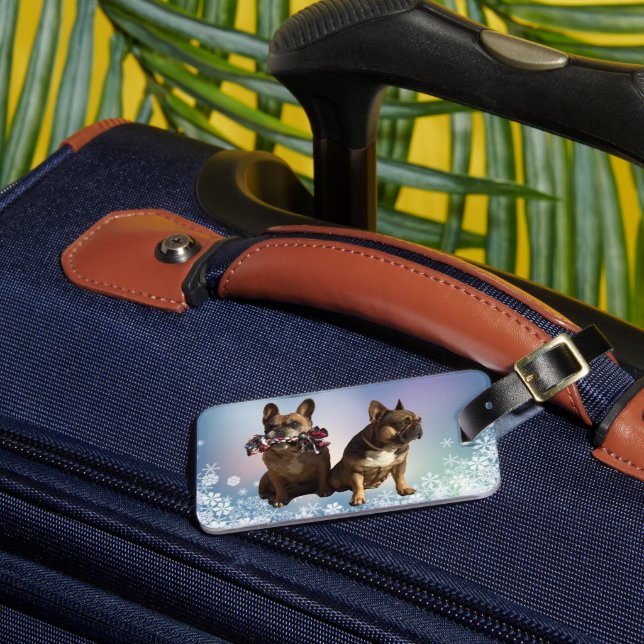 French Bulldog Christmas Luggage Tag (Front Insitu 3)