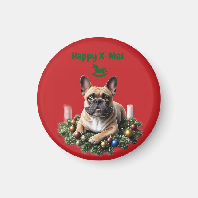 French Bulldog Christmas Magnet (Front)
