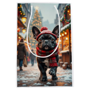 French Bulldog Christmas Market Art Medium Gift Bag