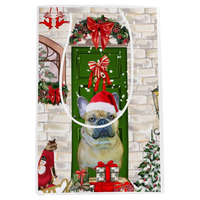 French Bulldog Christmas   Medium Gift Bag (Front)