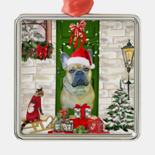 French Bulldog Christmas Metal Tree Decoration