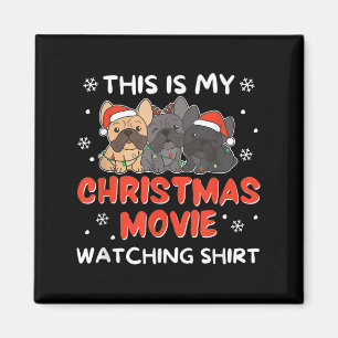 French Bulldog Christmas Movie Watching Men Women  Magnet