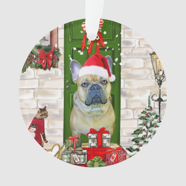 French Bulldog Christmas Ornament (Front)