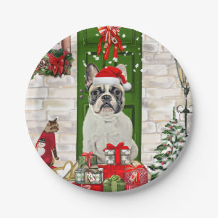 French Bulldog Christmas  Paper Plate