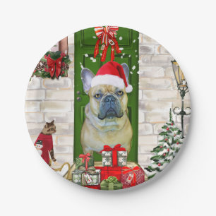 French Bulldog Christmas  Paper Plate