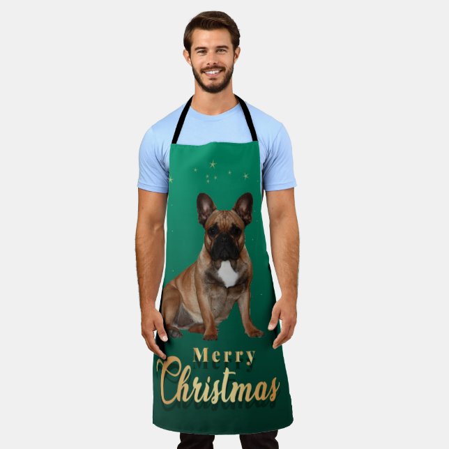 French Bulldog Christmas Party Apron (Worn)