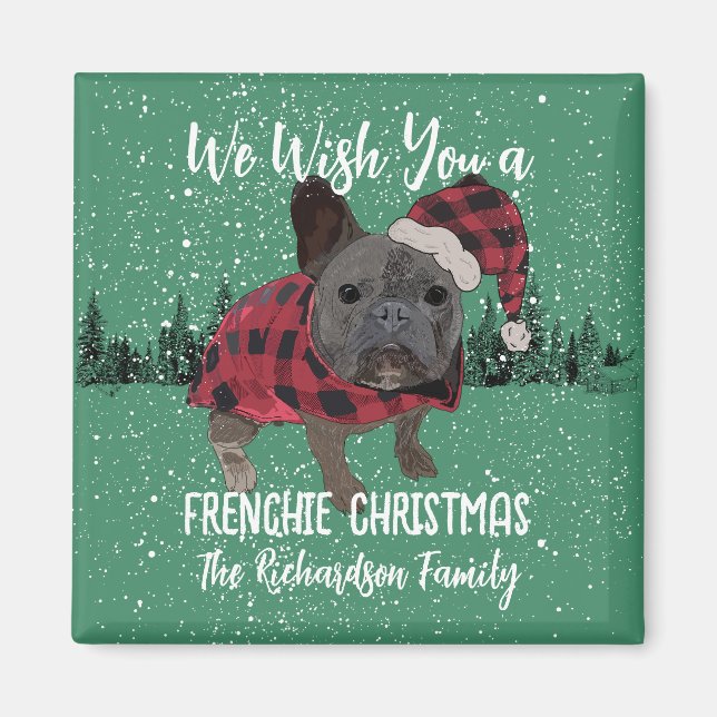 French Bulldog Christmas Personalised Dog Frenchie Magnet (Front)