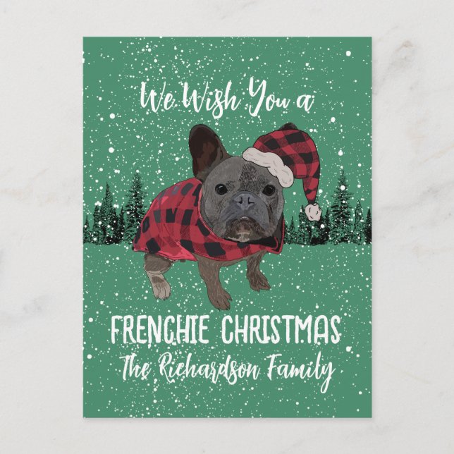French Bulldog Christmas Personalised Dog Frenchie Postcard (Front)