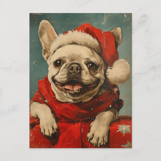 French Bulldog Christmas Postcard (Front)