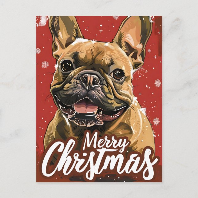 French Bulldog Christmas Postcard (Front)