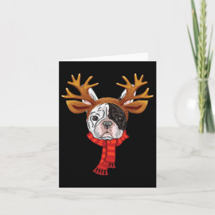 French Bulldog Christmas Reindeer Antlers Xmas Card
