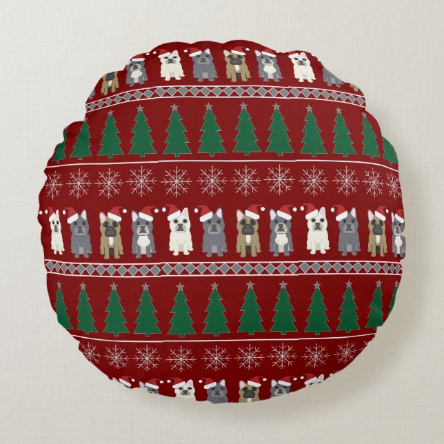 French Bulldog Christmas Round Cushion (Front)