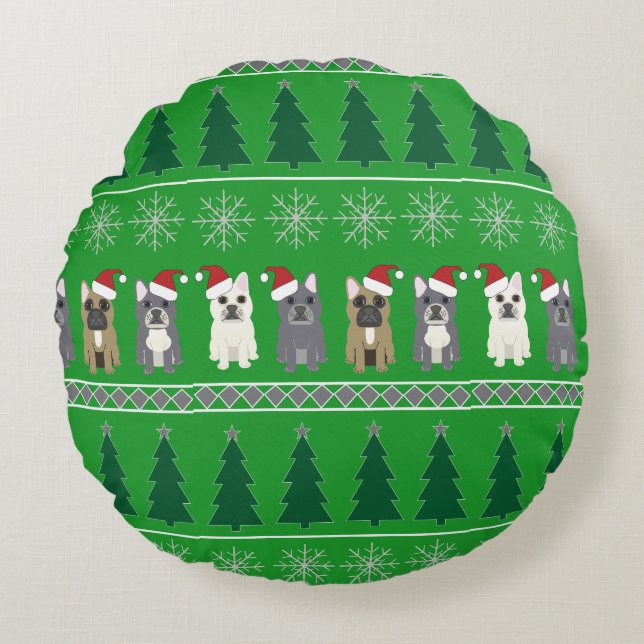 French Bulldog Christmas Round Cushion (Front)