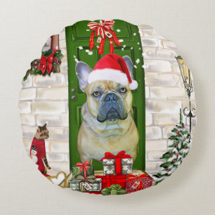 French Bulldog Christmas Round Cushion
