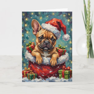 French Bulldog Christmas Santa Bag Adventure Card