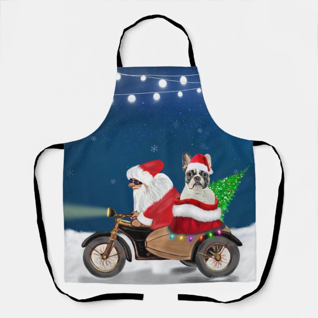 French Bulldog Christmas Santa Claus    Apron (Front)