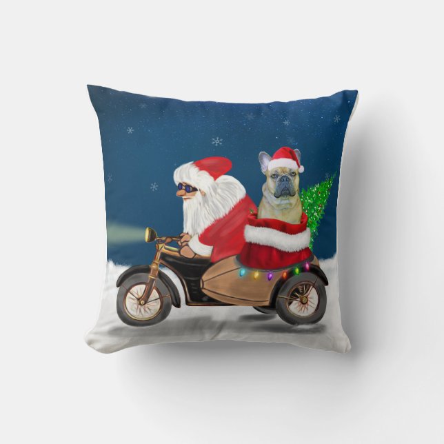 French Bulldog Christmas Santa Claus  Cushion (Front)