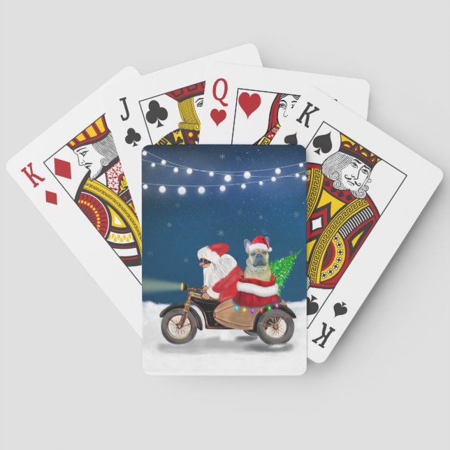 French Bulldog Christmas Santa Claus   Playing Cards (Back)