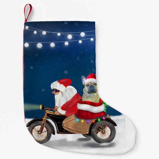 French Bulldog Christmas Santa Claus   Small Christmas Stocking (Front)