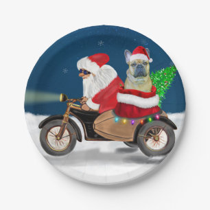 French Bulldog Christmas Santa Claus Throw Pillow Paper Plate