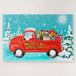 French Bulldog Christmas Santa Delivery Truck Jigsaw Puzzle