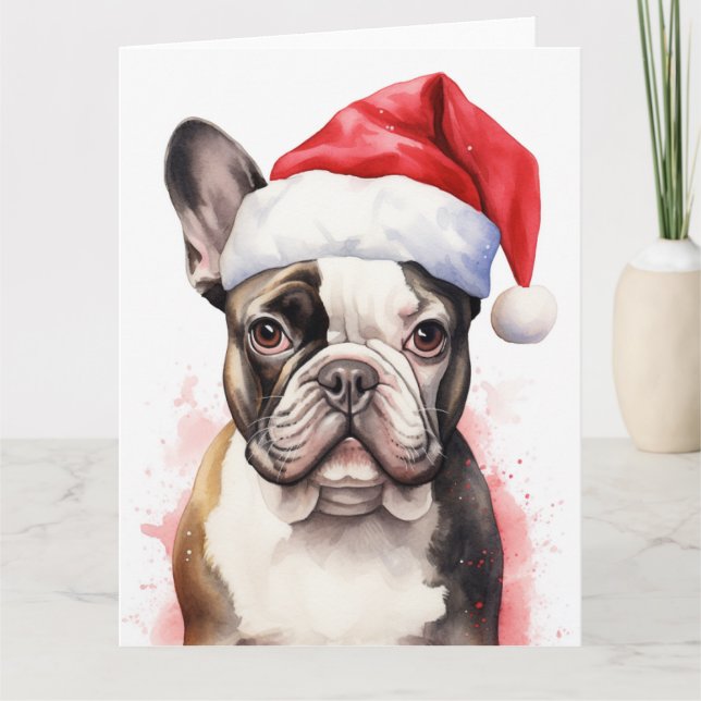 French BullDog Christmas Santa Paws Festive Card (Front)
