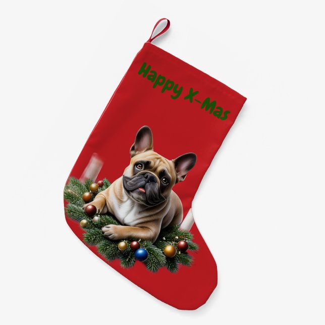 French Bulldog Christmas Small Christmas Stocking (Front (Hanging))