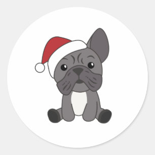 French Bulldog Christmas Snow Winter Animals Classic Round Sticker
