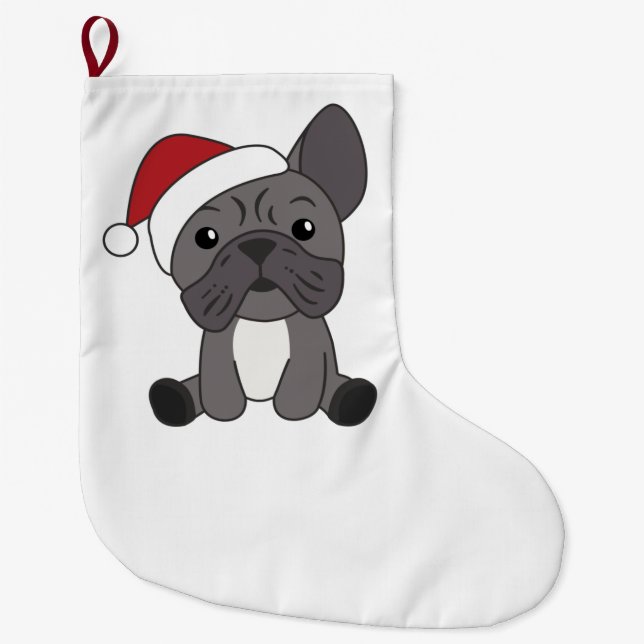 French Bulldog Christmas Snow Winter Animals Large Christmas Stocking (Front)