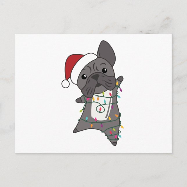 French Bulldog Christmas Snow Winter Animals Postcard (Front)
