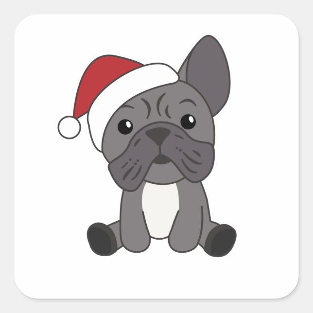 French Bulldog Christmas Snow Winter Animals Square Sticker (Front)