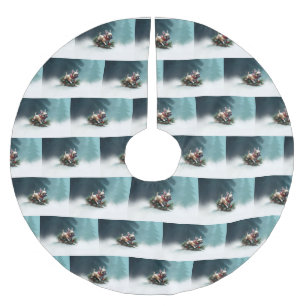 French Bulldog Christmas snow winter  Brushed Polyester Tree Skirt