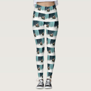 French Bulldog Christmas snow winter Leggings
