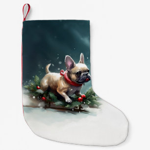 French Bulldog Christmas snow winter  Small Christmas Stocking