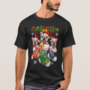 French Bulldog Christmas Socks Tree Light Xmas San T-Shirt