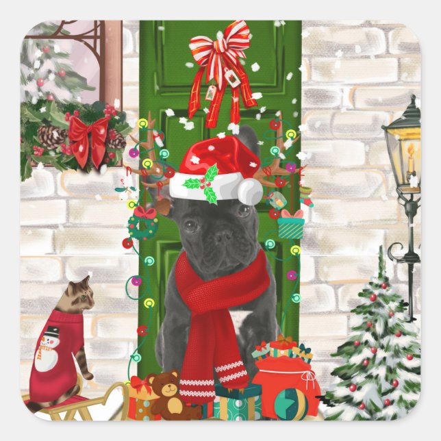 French Bulldog Christmas  Square Sticker (Front)