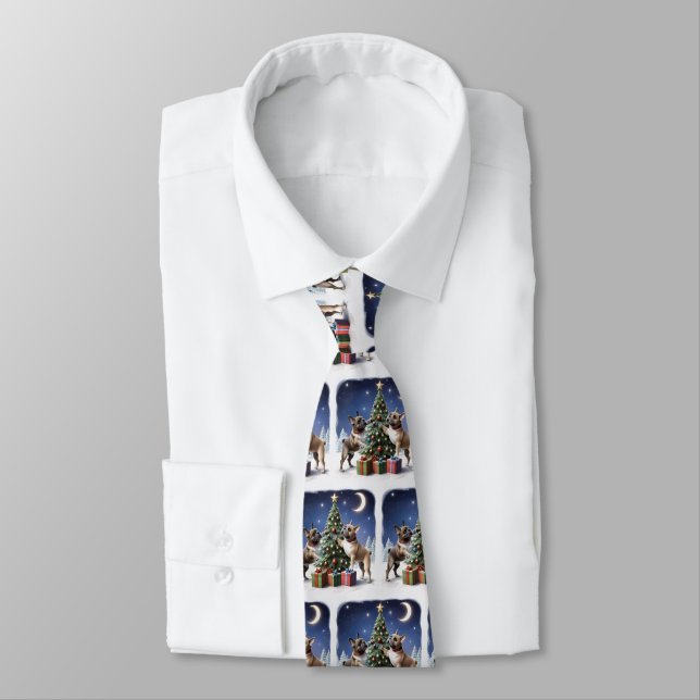 French Bulldog Christmas Tree Bulldog Tie (Tied)