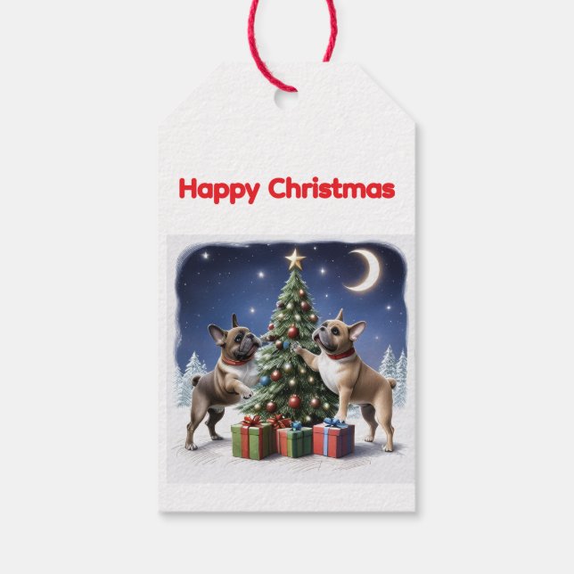 French Bulldog Christmas Tree Christmas Gift Tags (Back)