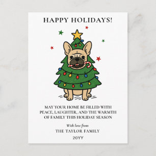 French Bulldog Christmas Tree Dog Frenchie Holiday Postcard