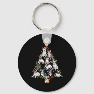 French Bulldog Christmas Tree Frenchie Dog Xmas Pa Key Ring