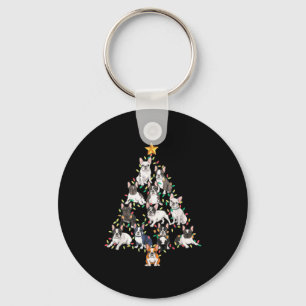 French Bulldog Christmas Tree Frenchie Dog Xmas Pa Key Ring