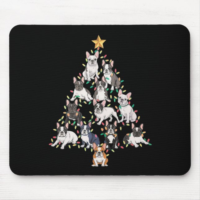 French Bulldog Christmas Tree Frenchie Dog Xmas Pa Mouse Mat (Front)