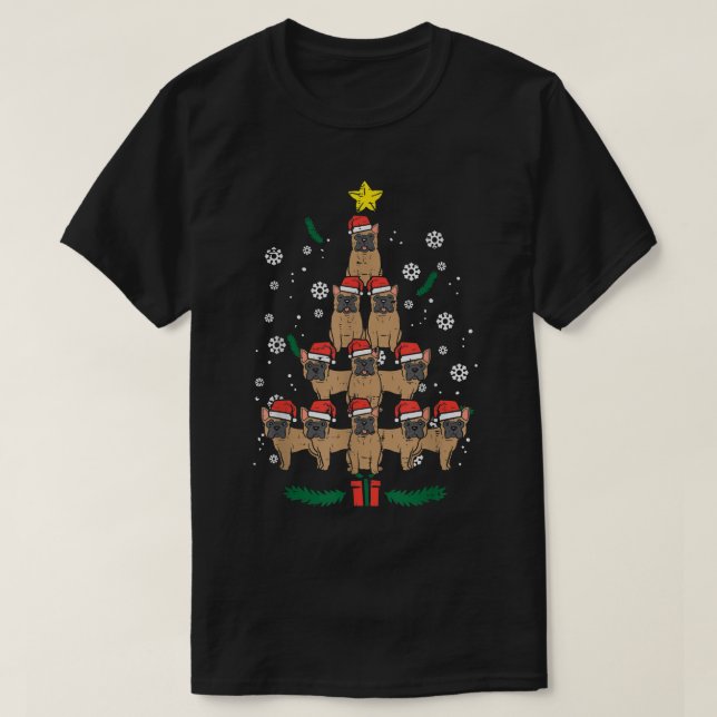 French Bulldog Christmas Tree Frenchie Dog Xmas PJ T-Shirt (Design Front)